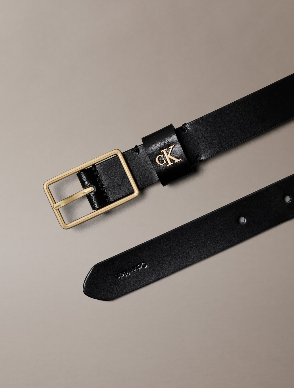 Full Grain Leather Logo Belt, BLACK / ANTIQUE LIGHT GOLD, hi-res
