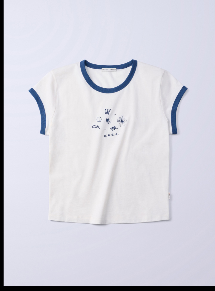 Jung Kook for Calvin Klein Icons Graphic Ringer Baby Tee 