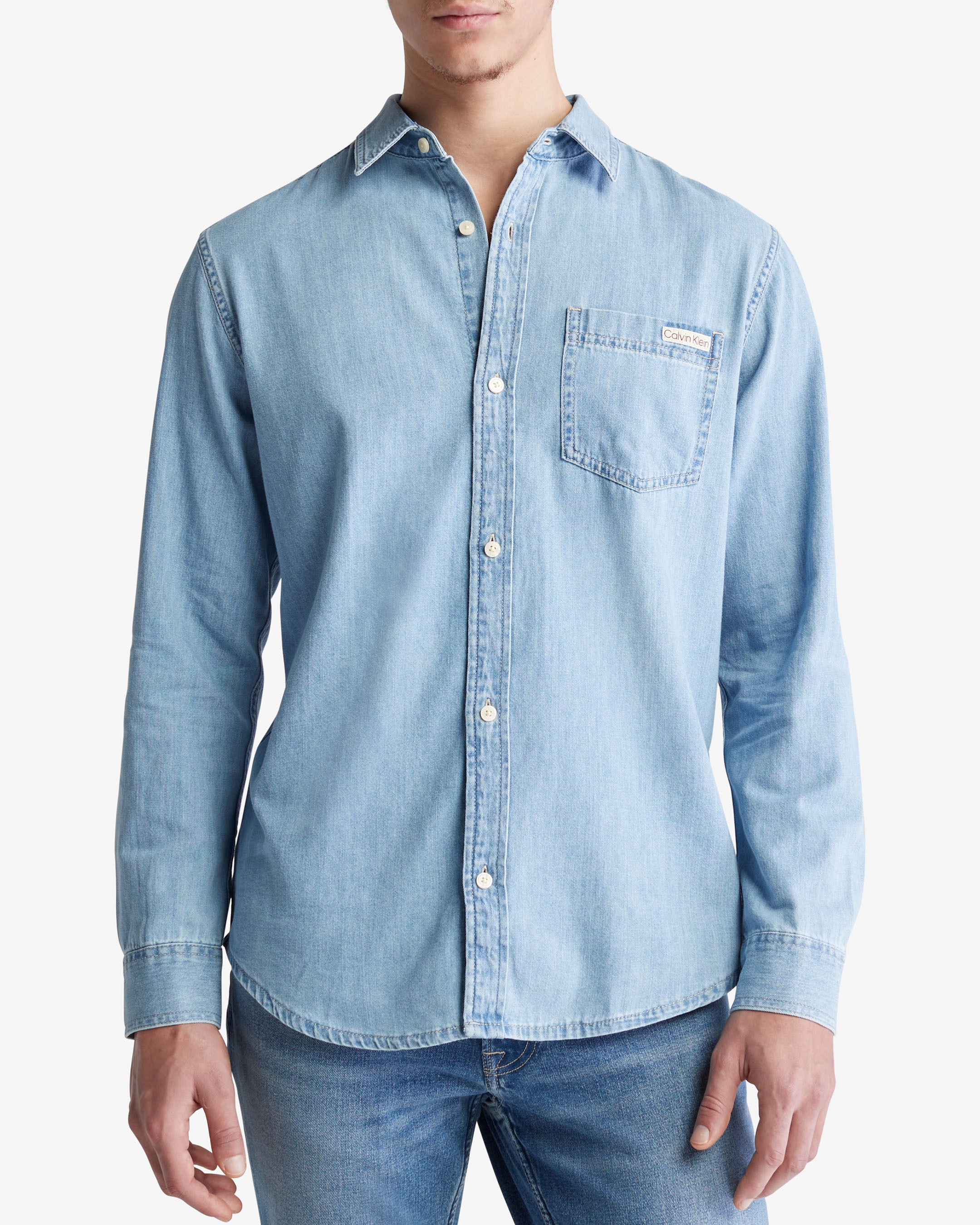 ☆F.ILLUMINATE☆ Vintage Washed Denim Shirt Light Blue Fade Washed Light Blue Denim Chambray Shirt – Luxire Custom