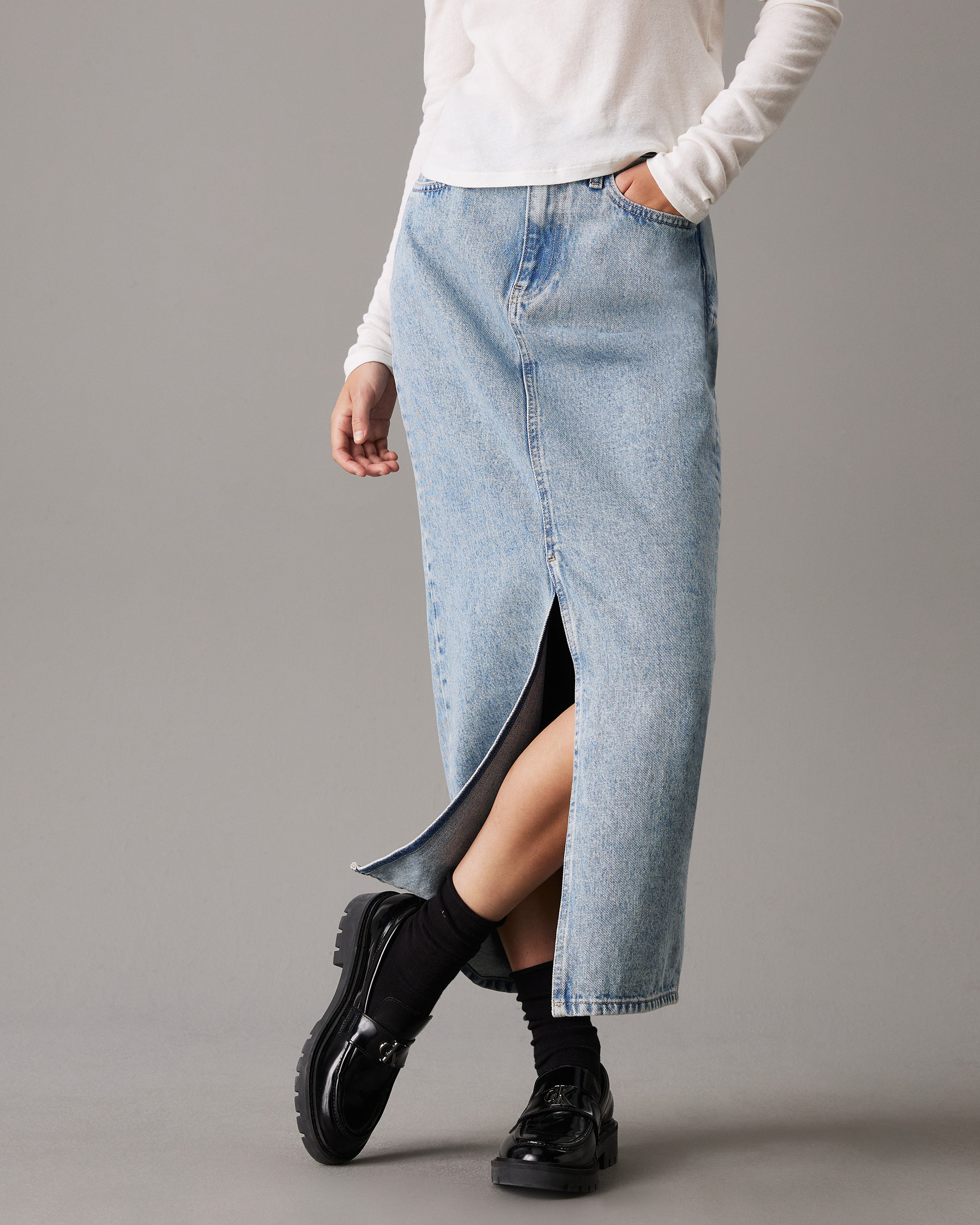 ★ ★ Women's Maxi Denim Skirt J224054 1AA J22405 Denim Maxi Skirt | blue | Calvin Klein Hong Kong